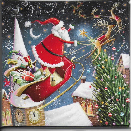 SGILKS Spanish Christmas Cards 5 pack - Santa / Sleigh (DELIVERY TO SPAIN ONLY)