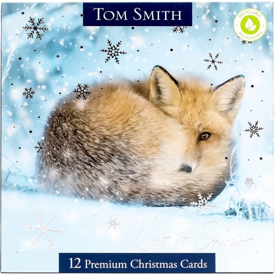 SGILKS Tom Smith Christmas Cards 12 Pack - Fox / Deer (DELIVERY TO SPAIN ONLY)