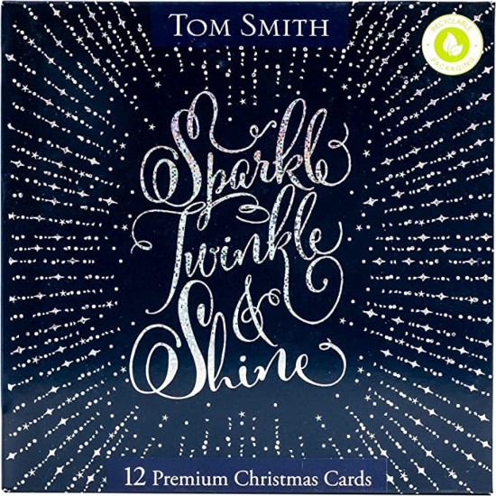 SGILKS Tom Smith Christmas Cards 12 Pack - Sparkle Twinkle Shine (DELIVERY TO SPAIN ONLY)