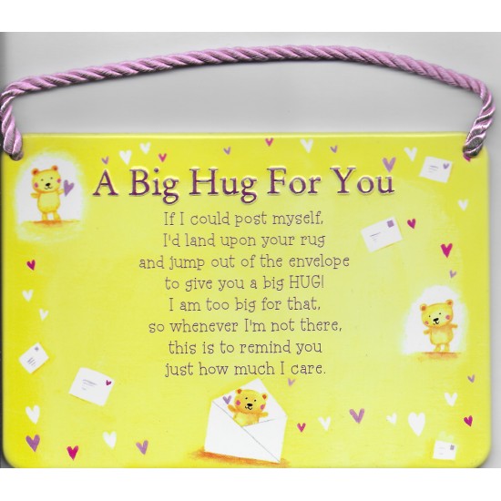 Tin Plaque - A Big Hug for You (DELIVERY TO EU ONLY)