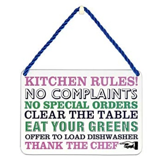 Tin Plaque - Kitchen Rules (DELIVERY TO EU ONLY)