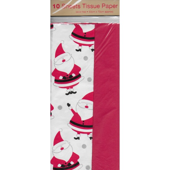 Tissue Paper 10 sheets Red and Santa (DELIVERY TO EU ONLY)