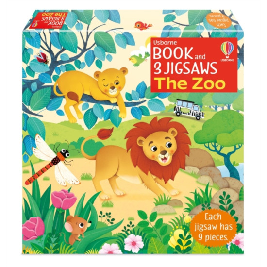 Usborne Book and 3 Jigsaws : The Zoo (each has 9 pieces)