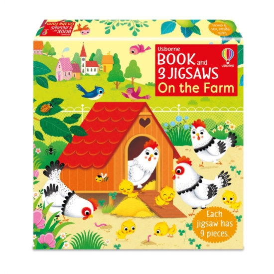 Usborne Book and 3 Jigsaws: On the Farm (each has 9 pieces)