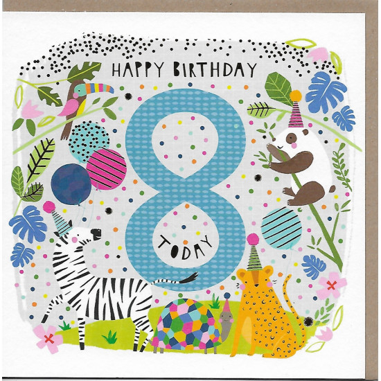 Whistlefish Card - Age 8 Animals Birthday Card