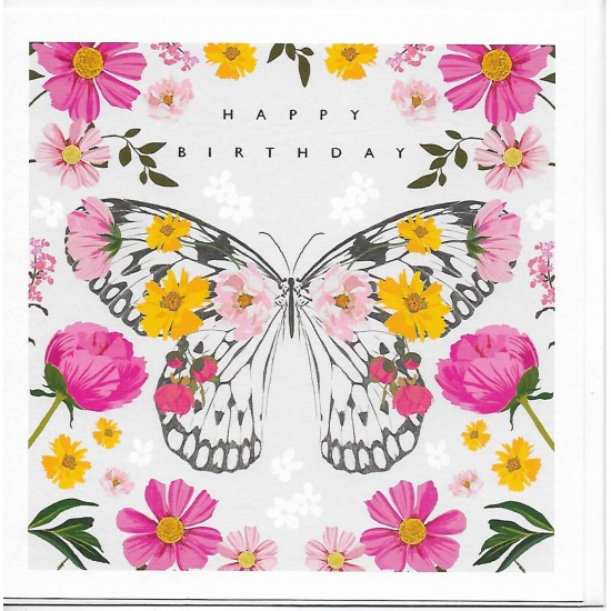 Whistlefish Card - Butterfly Birthday Card Pink
