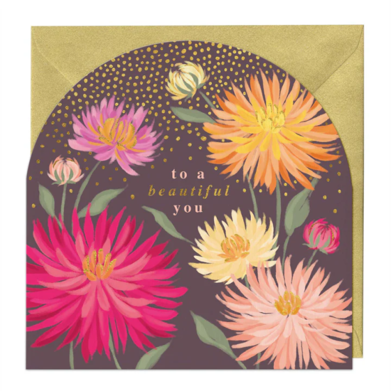 Whistlefish Card - Dahlias Birthday Arch Card