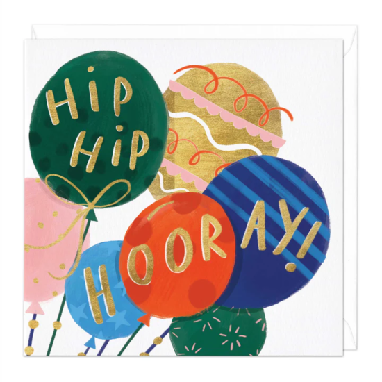Whistlefish Card - Hip Hip Hooray Balloon Cut-Out Card