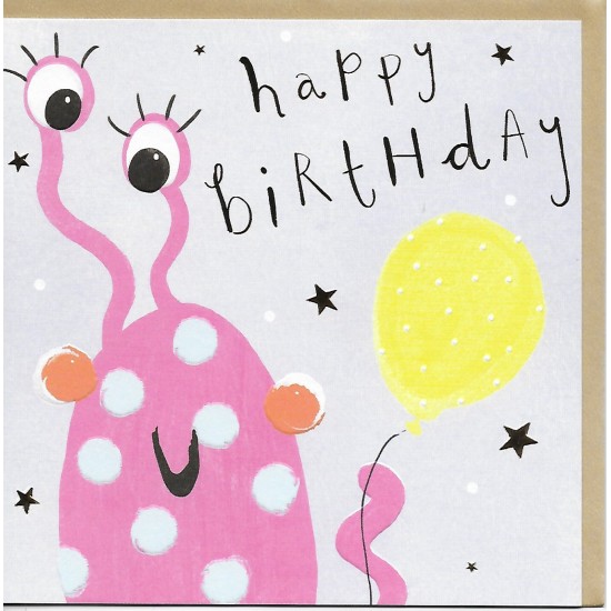 Whistlefish Card - Pink Alien Birthday Card