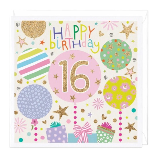 Whistlefish Card - 16th Birthday Card Balloons (DELIVERY TO EU ONLY)