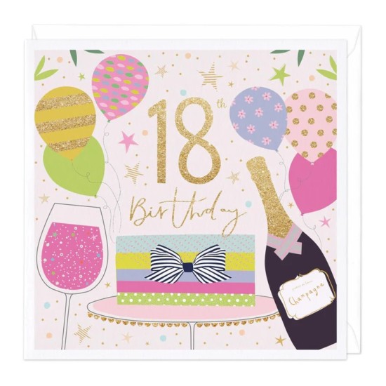 Whistlefish Card - 18th Birthday Card Champagne (DELIVERY TO EU ONLY)