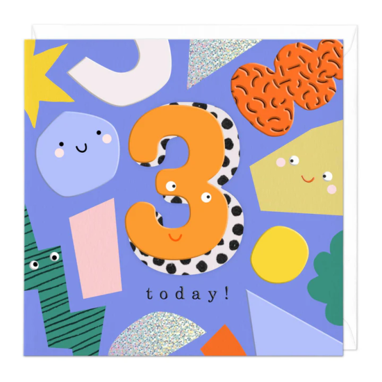 Whistlefish Card - 3 Today! Birthday Shapes Card