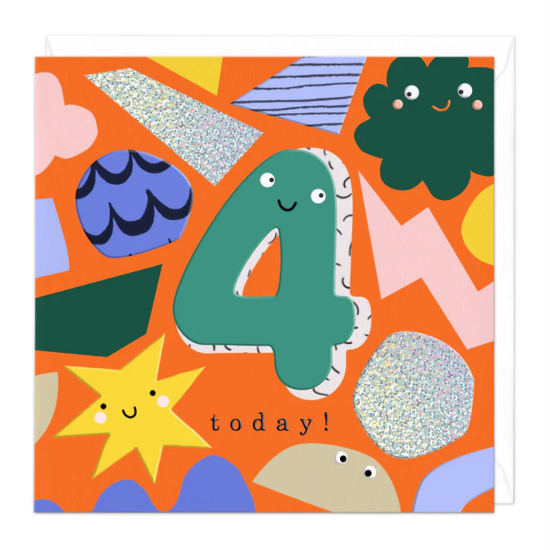Whistlefish Card - 4 Today! Birthday Shapes Card