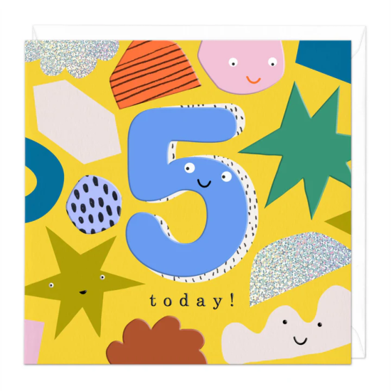 Whistlefish Card - 5 Today! Birthday Shapes Card