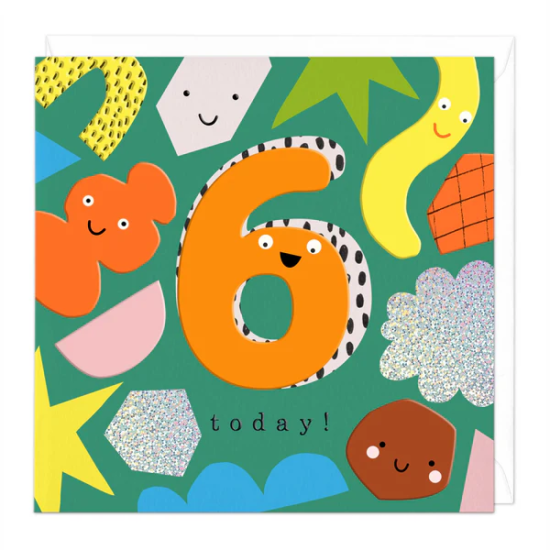 Whistlefish Card - 6 Today! Birthday Shapes Card