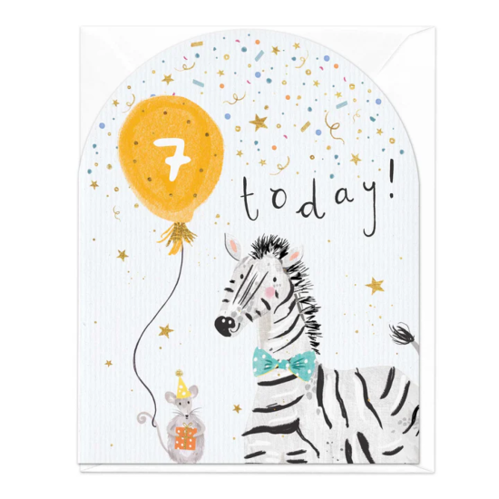 Whistlefish Card - Age 7 Today Zebra Birthday Card