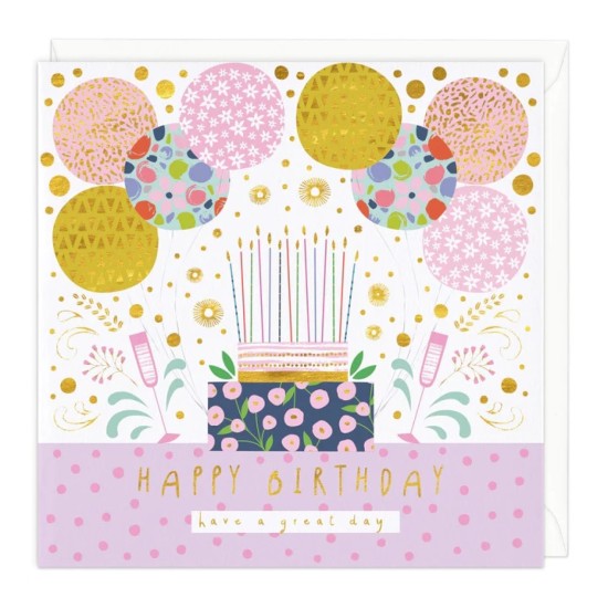 Whistlefish Card - Balloons and Cake Birthday Card (DELIVERY TO EU ONLY)