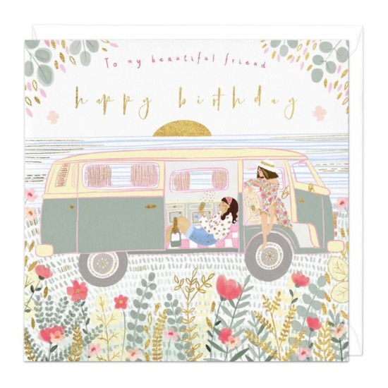 Whistlefish Card - Beautiful Friend Camper Van Birthday Card (DELIVERY TO EU ONLY)