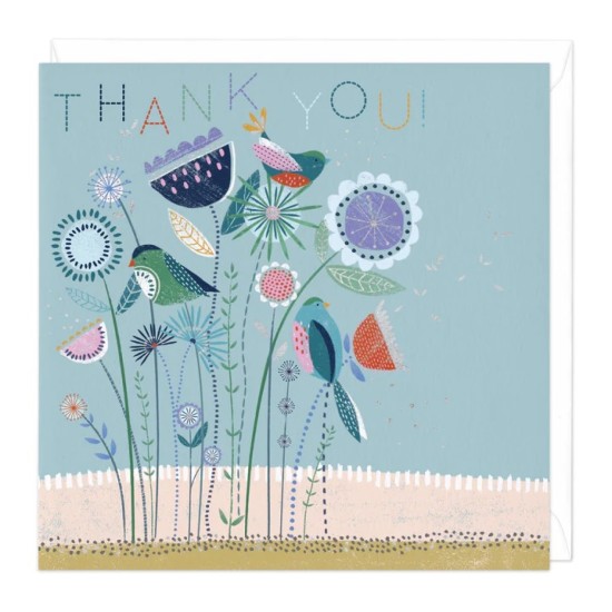 Whistlefish Card - Bird in the Flowers Thank You Card (DELIVERY TO EU ONLY)