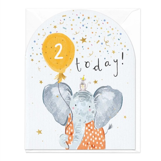 Whistlefish Card - Birthday Age 2 Elephant arch card