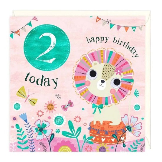 Whistlefish Card - Birthday Age 2 Lion (DELIVERY TO EU ONLY)