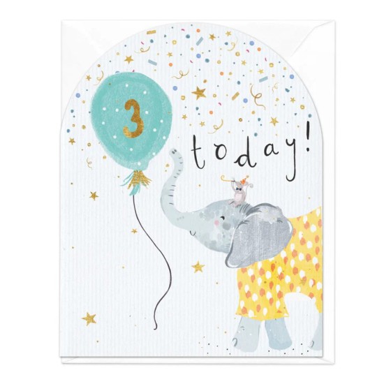Whistlefish Card - Birthday Age 3 Elephant arch card