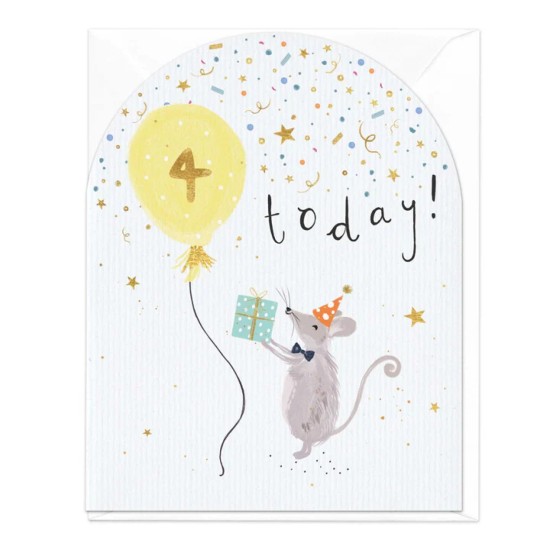 Whistlefish Card - Birthday Age 4 Mouse arch card