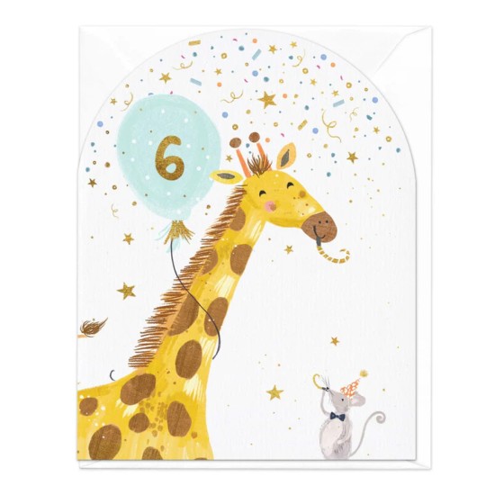 Whistlefish Card - Birthday Age 6 Giraffe arch card
