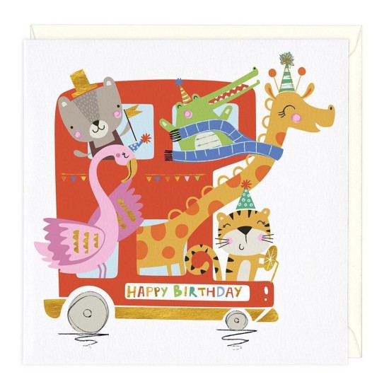 Whistlefish Card - Birthday Animal Bus (DELIVERY TO EU ONLY)