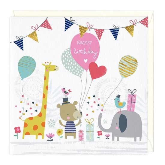 Whistlefish Card - Birthday Animal Party (DELIVERY TO EU ONLY)
