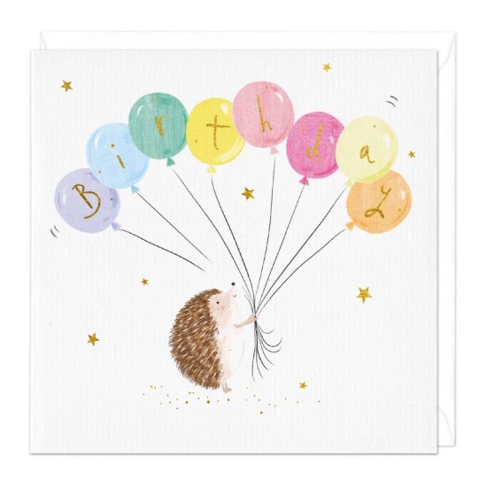 Whistlefish Card - Birthday Balloons Hedgehog