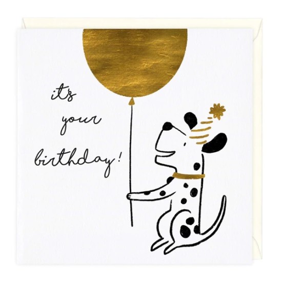 Whistlefish Card - Birthday Dog With Balloon (DELIVERY TO EU ONLY)