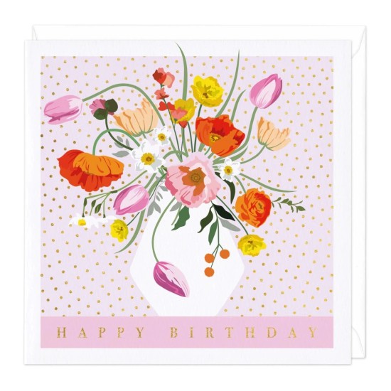 Whistlefish Card - Birthday Flowers in Vase (DELIVERY TO EU ONLY)