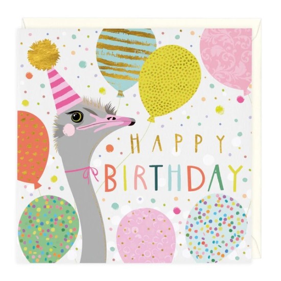 Whistlefish Card - Birthday Ostrich (DELIVERY TO EU ONLY)