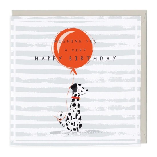 Whistlefish Card - Birthday Red Balloon Dalmatian Dog 
