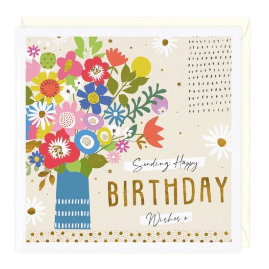 Whistlefish Card - Birthday wishes Flowers