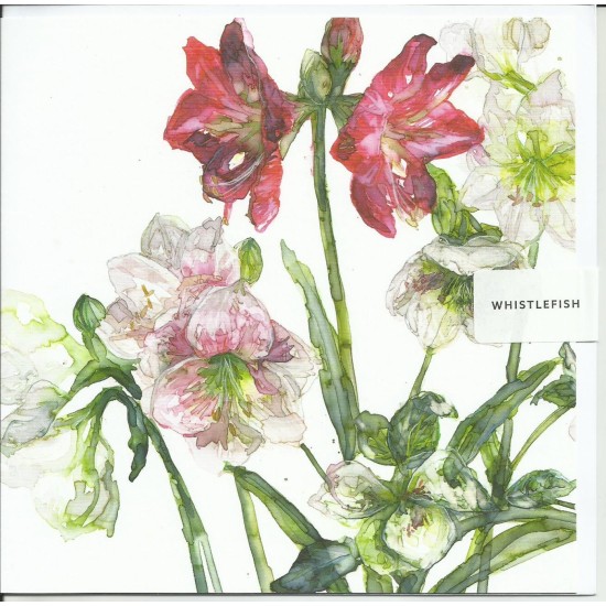 Whistlefish Card - Blank Card Amaryllis and Hellebore (DELIVERY TO EU ONLY)