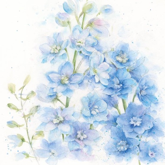 Whistlefish Card - Blank Card Delphiniums Floral Art Card (DELIVERY TO EU ONLY)