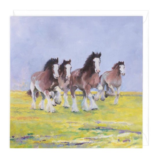 Whistlefish Card - Blank Horses in Field