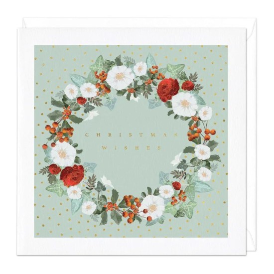 Whistlefish Card - Christmas Wishes Wreath Card (DELIVERY TO EU ONLY)