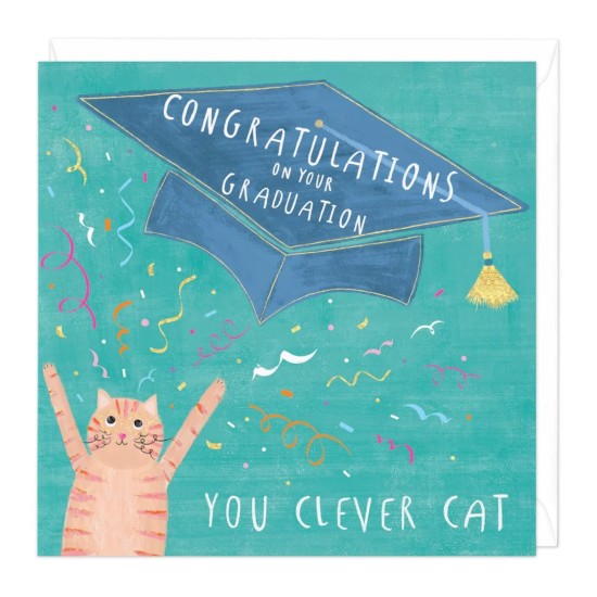 Whistlefish Card - Clever Cat Graduation Card (DELIVERY TO EU ONLY)