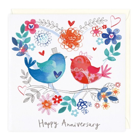 Whistlefish Card - Colourful Birds Anniversary Card (DELIVERY TO EU ONLY)