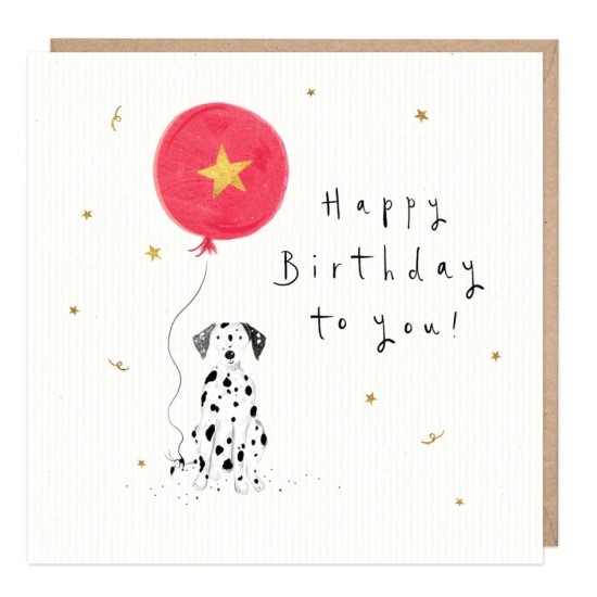 Whistlefish Card - Dalmatian with Balloon Birthday Card (DELIVERY TO EU ONLY)