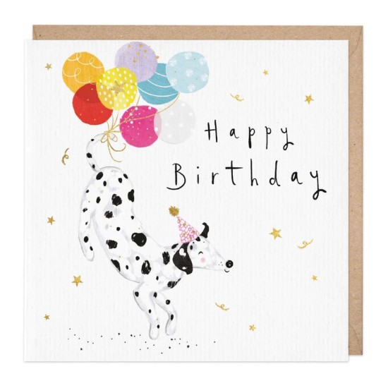 Whistlefish Card - Dalmation and Balloons Happy Birthday (DELIVERY TO EU ONLY)