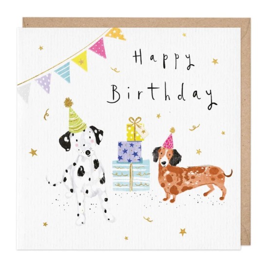 Whistlefish Card - Dogs and Presents Happy Birthday (DELIVERY TO EU ONLY)