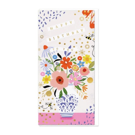 Whistlefish Card - Floral Vase Slim Birthday Card (DELIVERY TO EU ONLY)