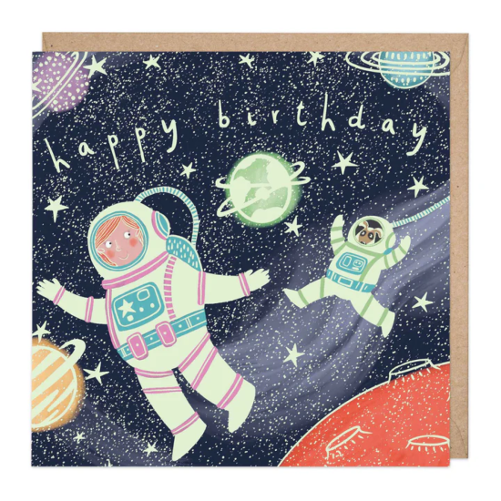 Whistlefish Card - Glow In Dark Space Birthday Card