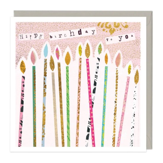 Whistlefish Card - Golden Pattern Candles Birthday Card (DELIVERY TO EU ONLY)