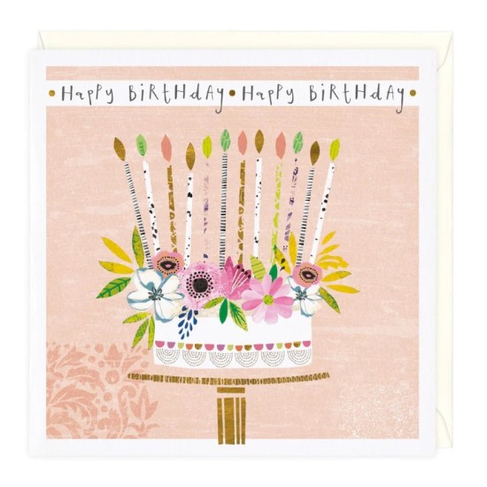 Whistlefish Card - Happy Birthday Cake Gold Candles Birthday Card (DELIVERY TO EU ONLY)