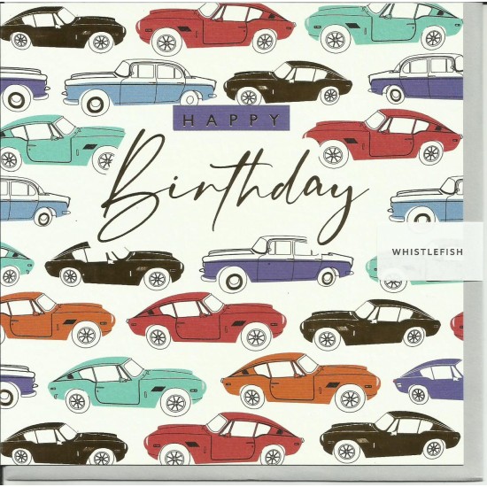 Whistlefish Card - Happy Birthday Cars Card (DELIVERY TO EU ONLY)